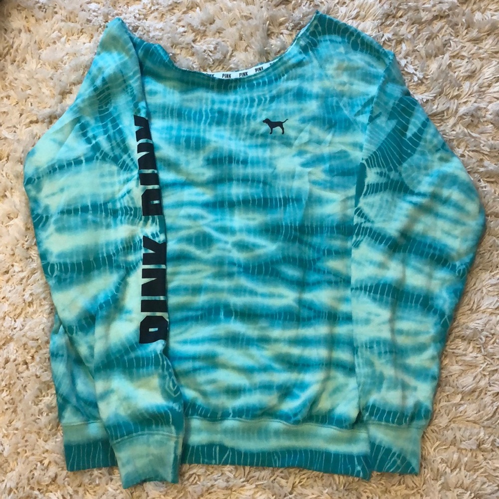 tie dye off the shoulder sweater